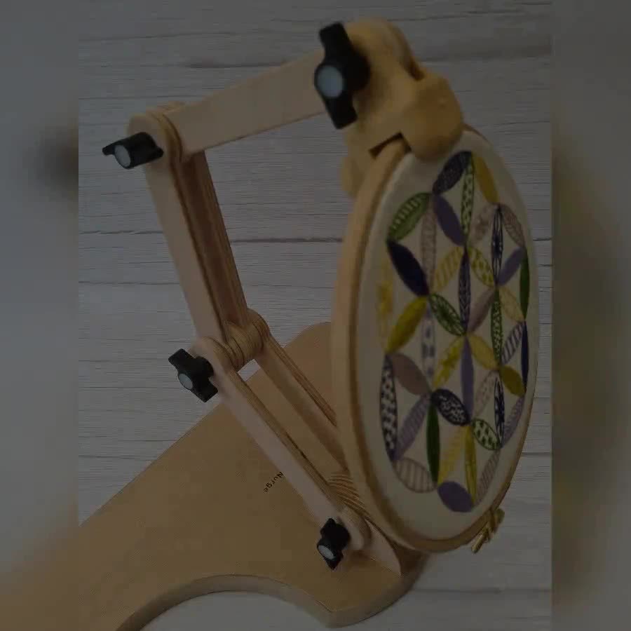 Nurge Adjustable Embroidery Seat Stand, High Quality Wood Seat